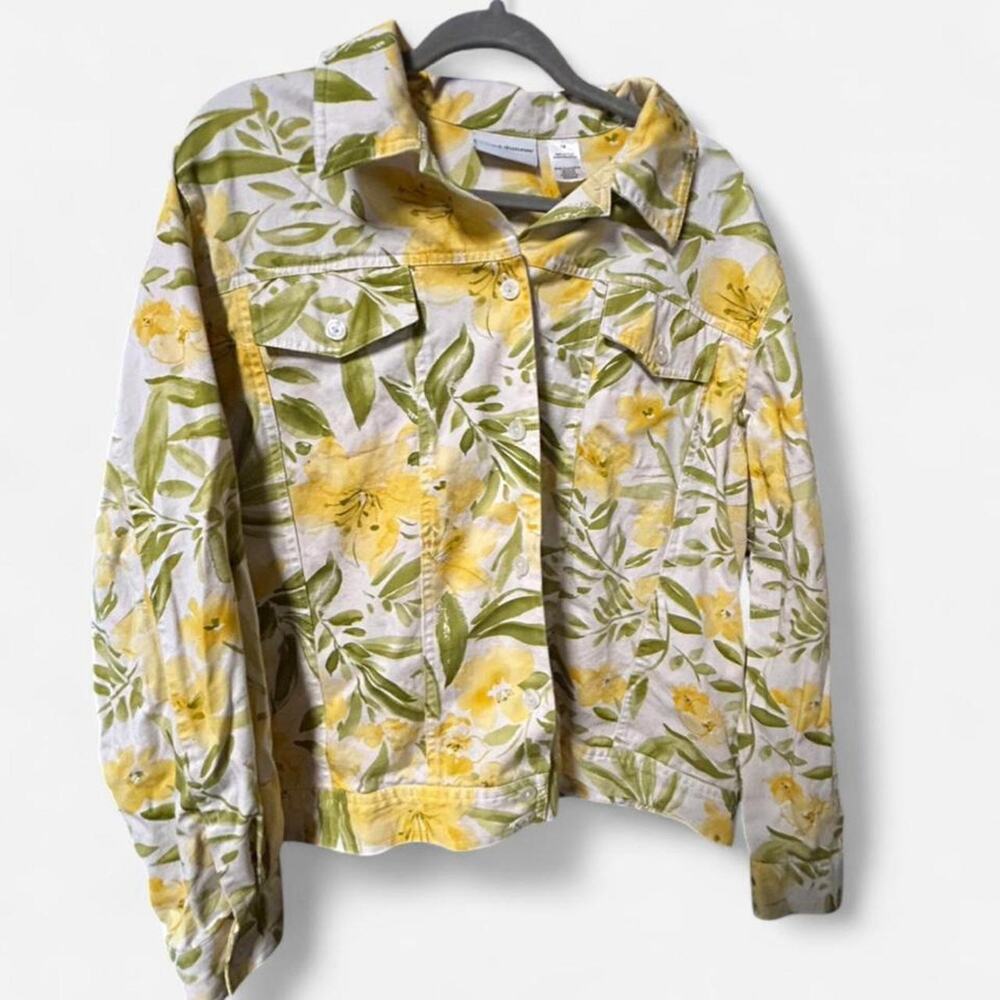 Size 18 cheerful lightweight cotton jacket w sunny flowers